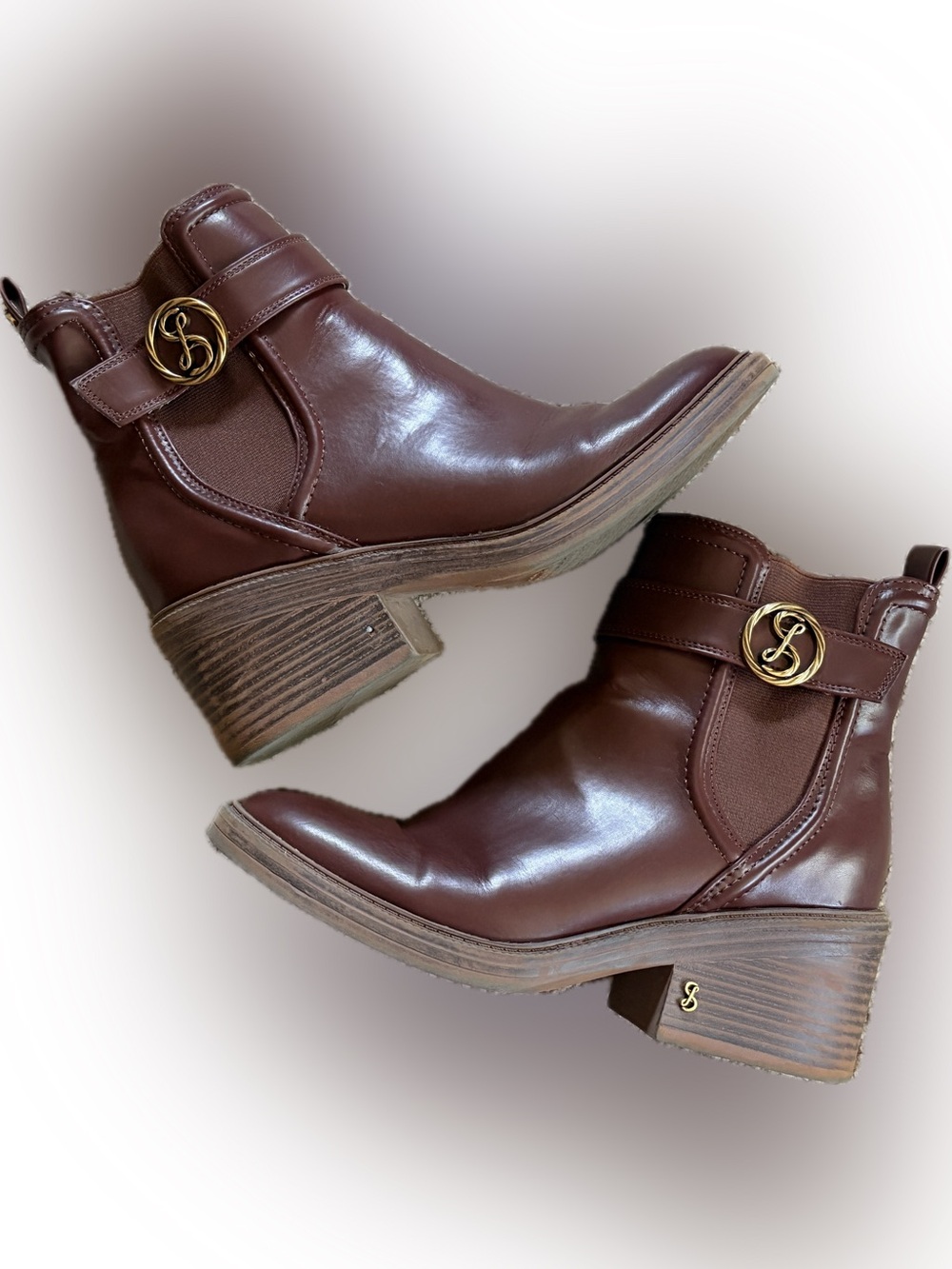 Women’s Brown Leather Ankle Boots with Gold Accent